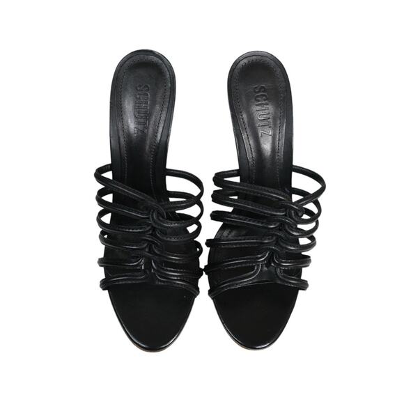 Schutz Womens 8.5 Octavia Wedge Leather Sandal in Black NEW - Picture 5 of 10